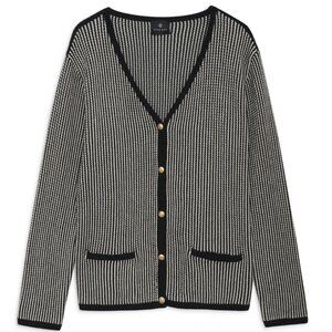 Anine Bing Black & White Cardigan with Gold Buttons